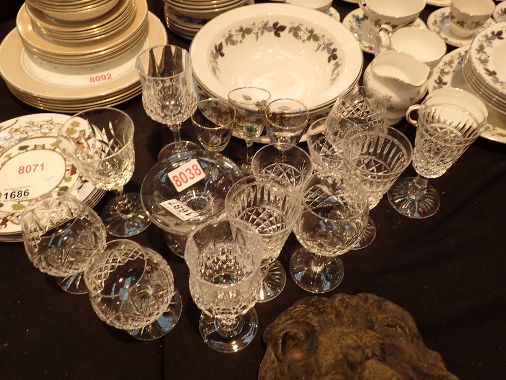 Collection of lead crystal drinking glasses