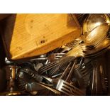 Box of mixed silver plated cutlery