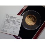 Tristan da Cunha boxed silver gilt commemorative five pound coin set with rubies boxed with CoA