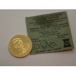 9ct gold Margaret Thatcher coin with certificate ( sovereign size )