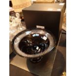 Large boxed Waterford crystal black cut 13 inch footed centrepiece