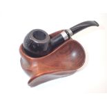 Vintage Big Ben Nautic pipe and a carved twin pipe holder