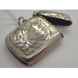 Edwardian hallmarked silver vesta case assay Birmingham 1905