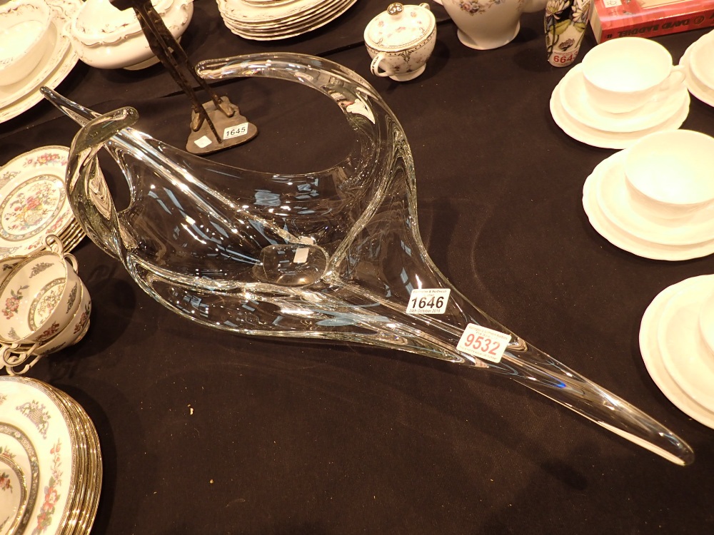 1950s French crystal art glass centre piece of large proportions possibly Schneider or Cofrac L: 83