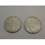 Two USA Liberty dollars two one ounce fine silver