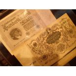 1923 German 100 000 Mark banknote and a