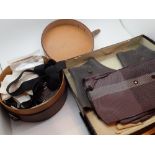 Leather collar box with contents and a p