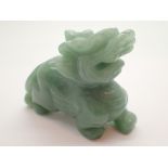 Carved jade Oriental Dog of Fo L: 8 cm