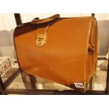 Vintage tan leather briefcase