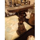 Hand carved African ebony stool H: 45 cm