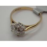 9ct gold diamond daisy cluster ring size