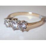 14ct gold three stone ring size R