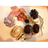 Box of mixed costume jewellery brooches