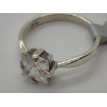 Silver square stone solitaire ring size