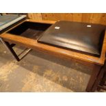 Teak telephone seat with black upholstery 100 x 46 cm