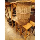 Collection of wooden stools etc