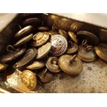 Box of British Rail and military buttons