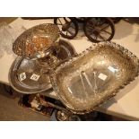 Silver plated items tray bowl and basket