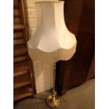 Brass standard lamp with shade