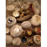 Tray of pin dishes ornaments miniature tea sets etc