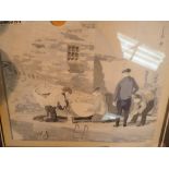 Original Goache painting three men and a boat by C Bardsley