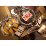 Two vintage RAC and AA motoring car badges