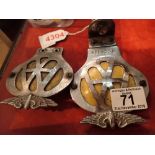 Two vintage AA badges no 5006 and OS34869