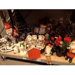 Shelf of Christmas decorations ornaments etc