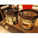 Two new Cuprinol fence paint 5L tins in silver copse colour