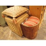 Two vintage stools one with lifting lid and a cushion