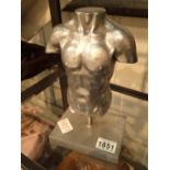 Modern chrome torso of man on stand H: 28 cm ( including stand )