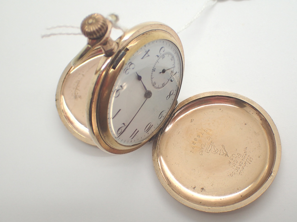 Yellow metal full hunter crown wind pocket watch