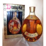 Boxed bottle of Dimple Scotch whisky 70% proof 26 2/3 oz