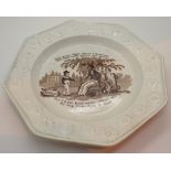 19thC ceramic plate with anti slavery motto and picture A/F CONDITION REPORT: A/F -