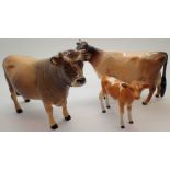 Beswick cattle figurines Guernsey Cow Bull and calf