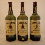 Three one litre bottles of Jamesons Irish whiskey