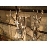 Pair of modern stag head chrome bookends