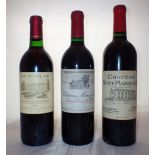 Three bottles of vintage wine Chateau Marsauda 1990 Chateau Haut Marbuzet 2005 and a Roc du bel air