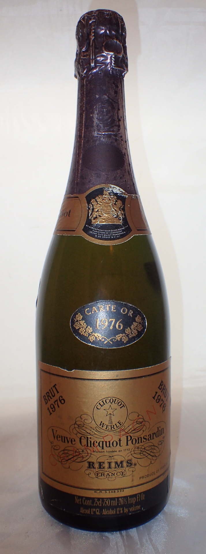 Bottle of Veuve Clicquot 1976 Ponsardin Champagne