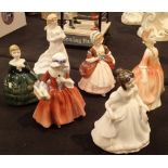 Six Royal Doulton figurines of mixed sizes