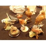 Six Beswick birds Royal Worcester Royal Adderly Warbler and a Royal Doulton Mouse