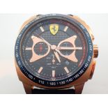 Ferrari blue faced gents wristwatch with multi dial face and date to lower right with rose gold