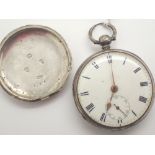 Hallmarked silver late 19thC open face key wind pocket watch with subsidiary seconds dial A/F
