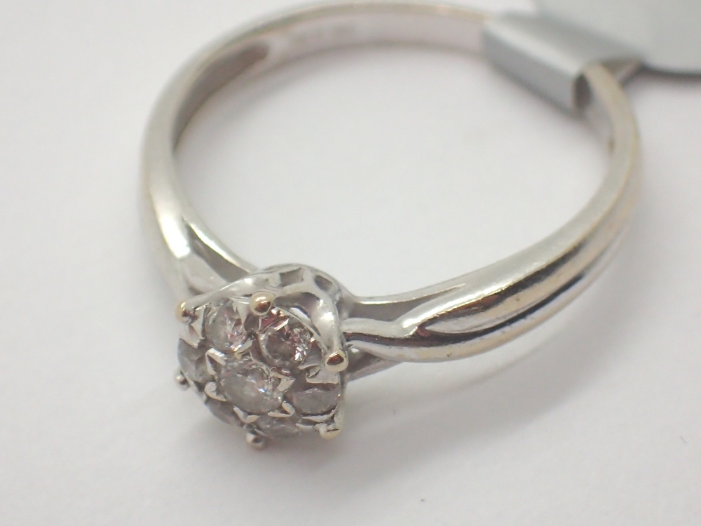 18ct white gold diamond cluster ring size N RRP £1200.