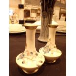 Pair of French gilded waisted vases in the Worcester style