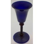 Blue liqueur glass with lustre stem