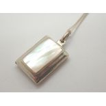 Silver mother of pearl locket on silver necklace both stamped 925