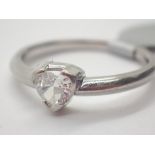 Platinum heart shaped diamond solitaire ring size P approximately 0.37ct RRP £3000.
