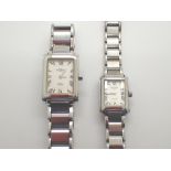 Two Rotary Elite stainless steel wristwatches with faceted glass