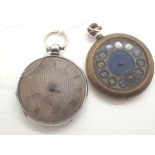 Two vintage pocket watches one with silvered face other brass and enamel both A/F